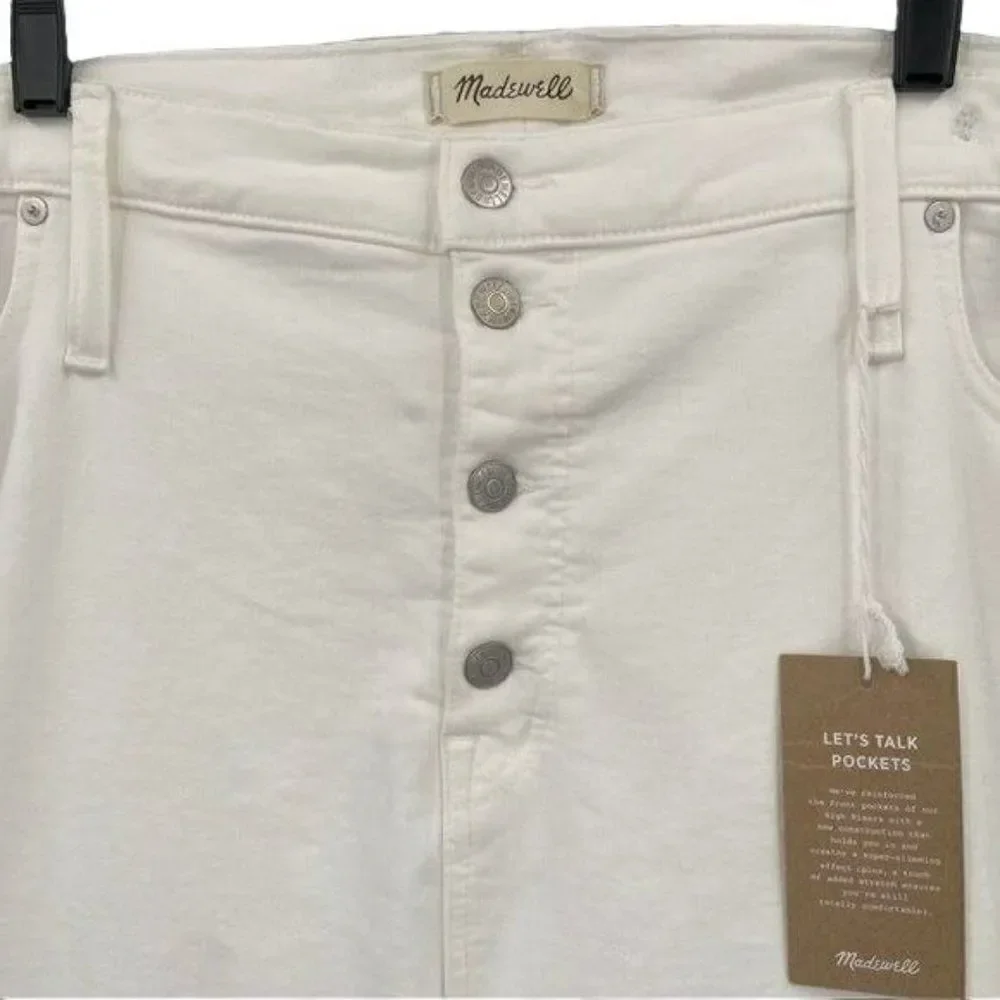 Madewell High Waist Button Fly Ankle Jeans Size 37 White NWT‎